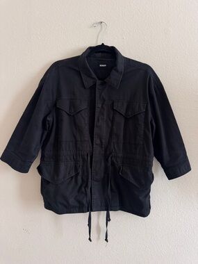 Hudson Jeans Oversized Black Military Field Jacket, Size XS
